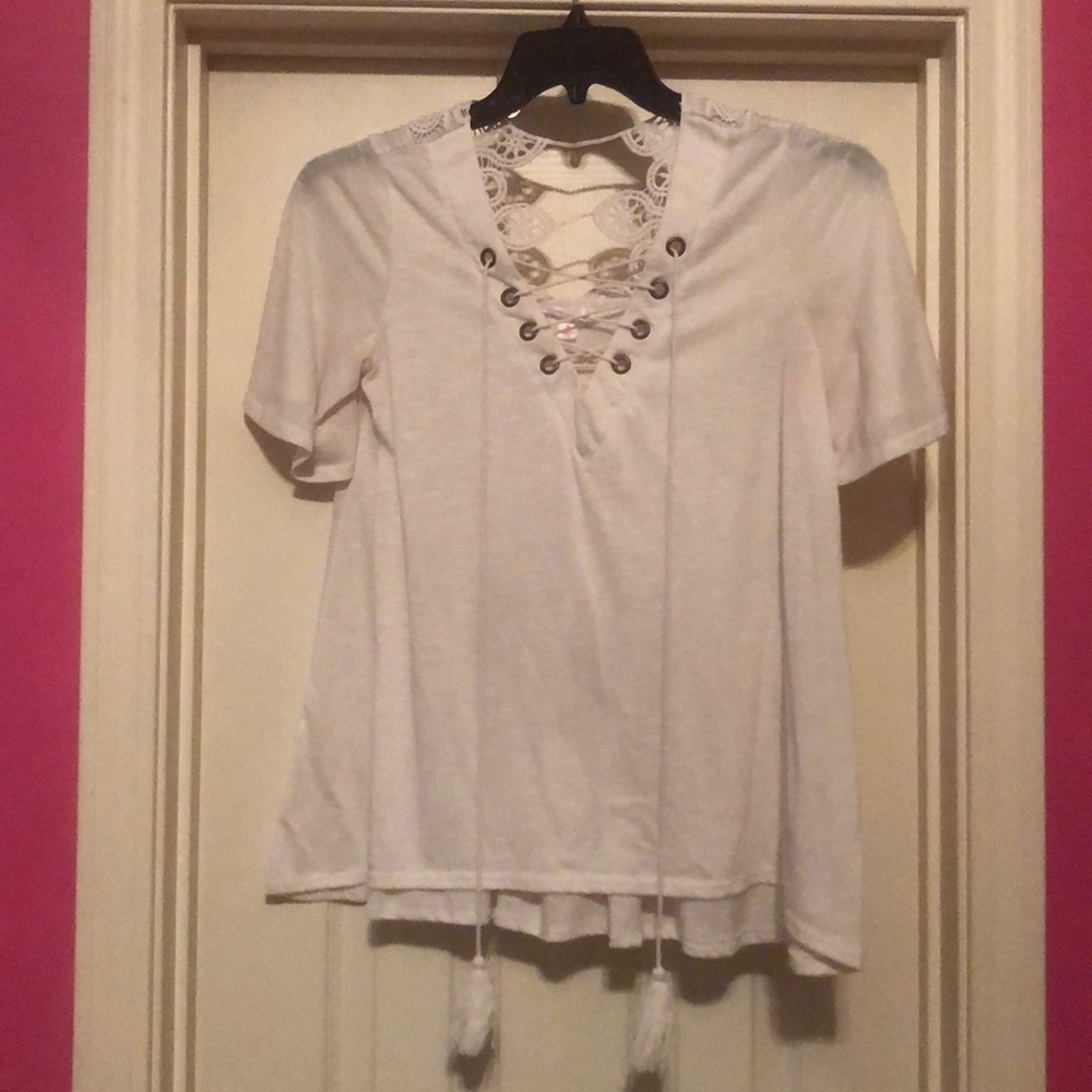 A white blouse, with some lace work.